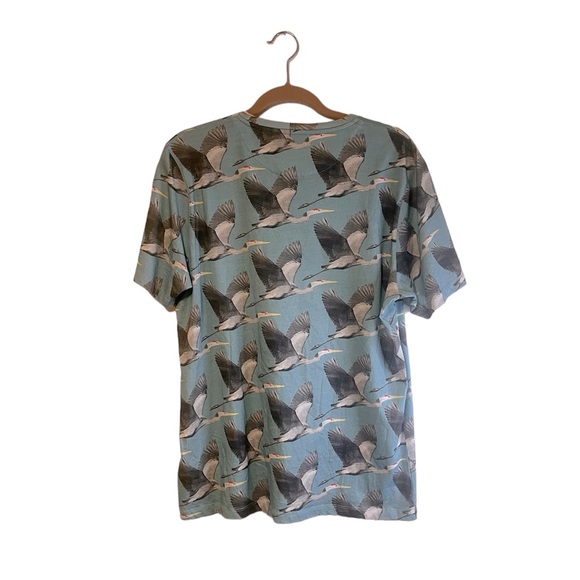 Ted Baker Men Short Sleeved Light Blue Heron Printed T-Shirts SZ 4 - Picture 4 of 10